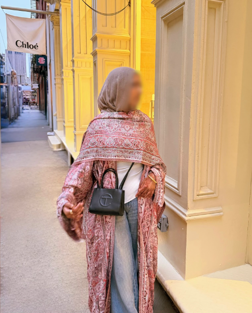 Coral Pink Stone Pashmina Abaya