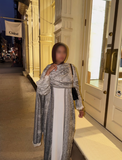 Dark Grey Stone Pashmina Abaya