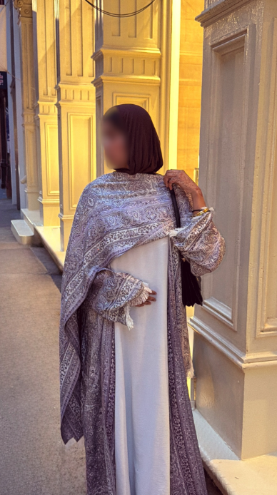 Purple Stone Pashmina Abaya