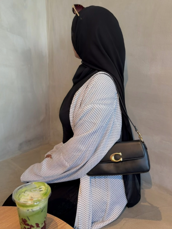 White Polka Dot Abaya