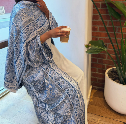 Blue Stone Pashmina Abaya