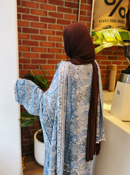 Blue Stone Pashmina Abaya