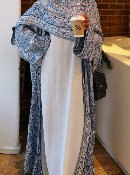 Blue Stone Pashmina Abaya