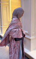 Coral Pink Stone Pashmina Abaya