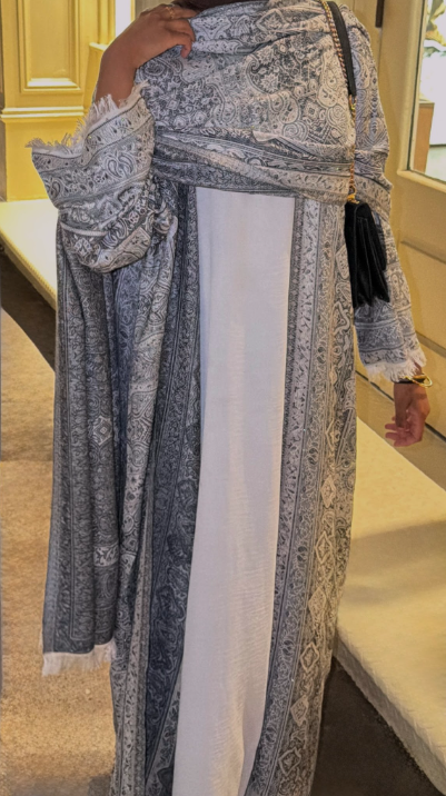 Dark Grey Stone Pashmina Abaya
