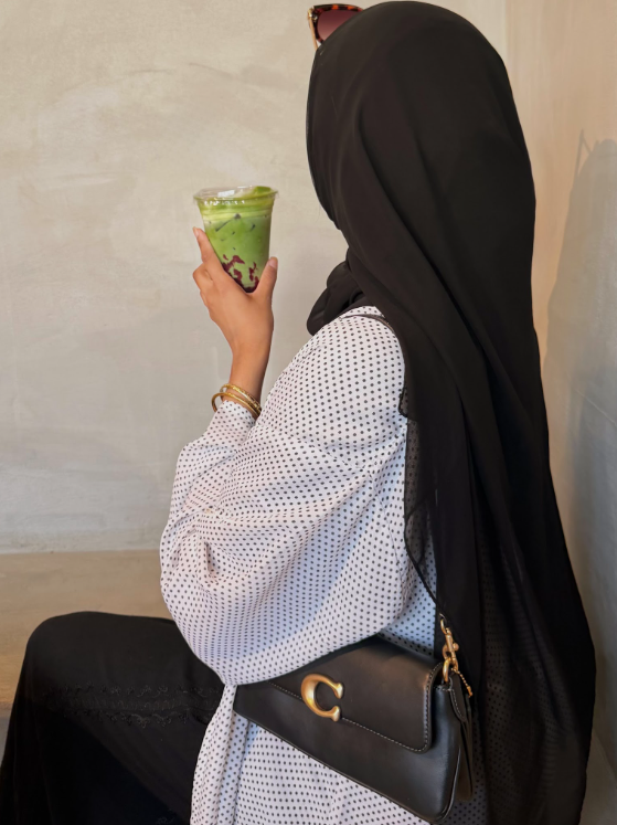 White Polka Dot Abaya